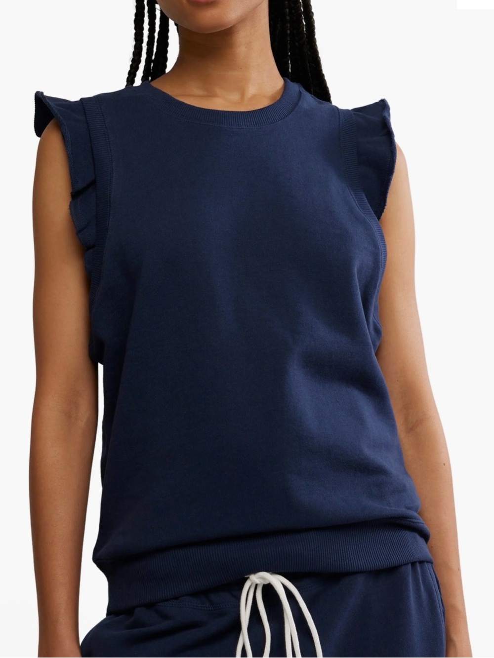 FP Free People Movement Backs Blue Flutter Sleeve Cotton Knit Top XS Tank   AA25